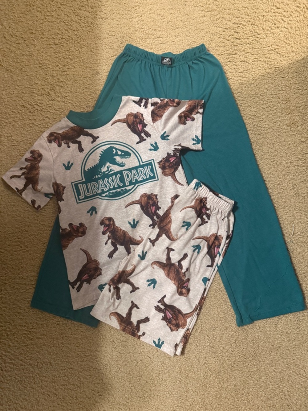 Jurassic Park Boys' Teal & Brown Dino Pajama Set